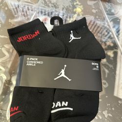 Nike JORDAN 23 LOGO YOUTH KID'S CUSHIONED ANKLES COMFORT SOCKS 6-PK BLACK 5y-7y