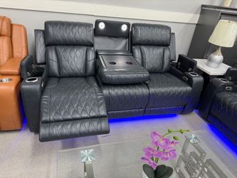 Leather Power Recliner 3 piece living room sofa set