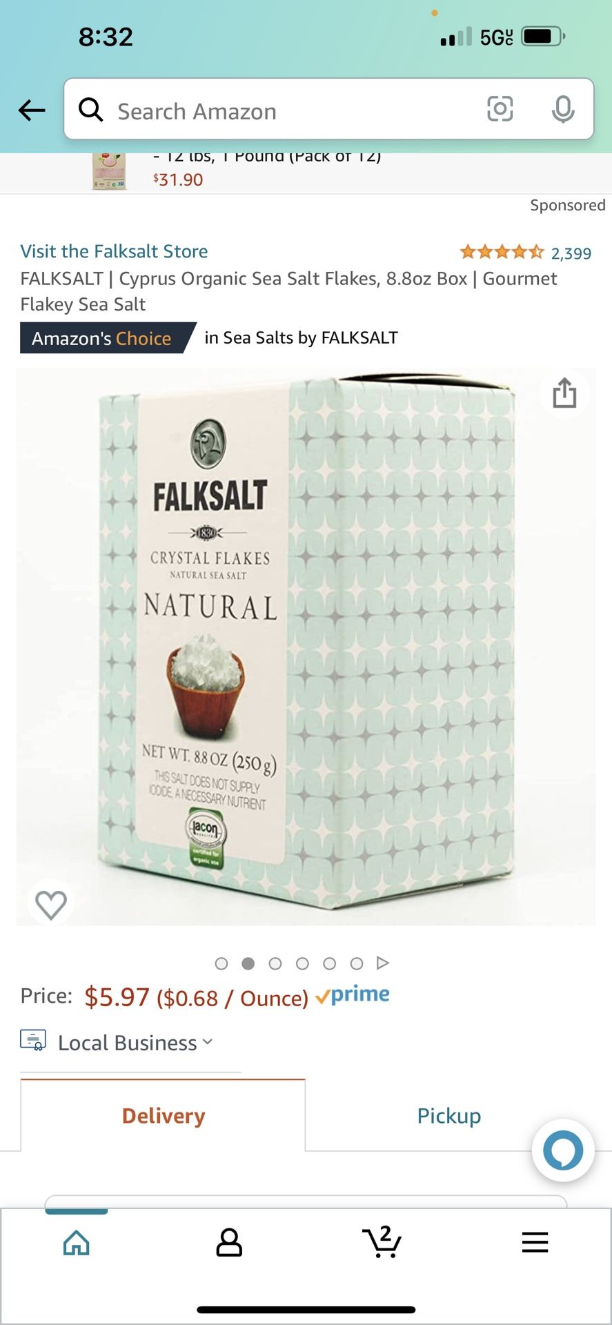 FALKSALT | Cyprus Organic Sea Salt Flakes, 8.8oz Box | Gourmet Flakey Sea Salt