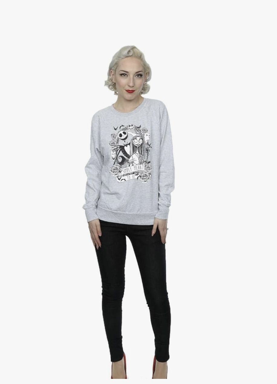 🆕Disney Women's Nightmare Before Christmas Simply Meant To Be Sweatshirt Medium Heather Grey