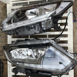 14-16 Nissan Rogue Black Housing / Clear LED DRL Replacement Pair Headlights Calaveras De Enfrente Farros