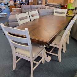 Dining Room Furniture ⭐ Solid Wood Extension Dining Table And 4 Chairs Set $999⭐$39 Down Payment with Financing ⭐ 90 Days same as cash