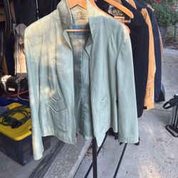 Women, leather jacket