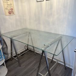 World Map Glass Top Desk 