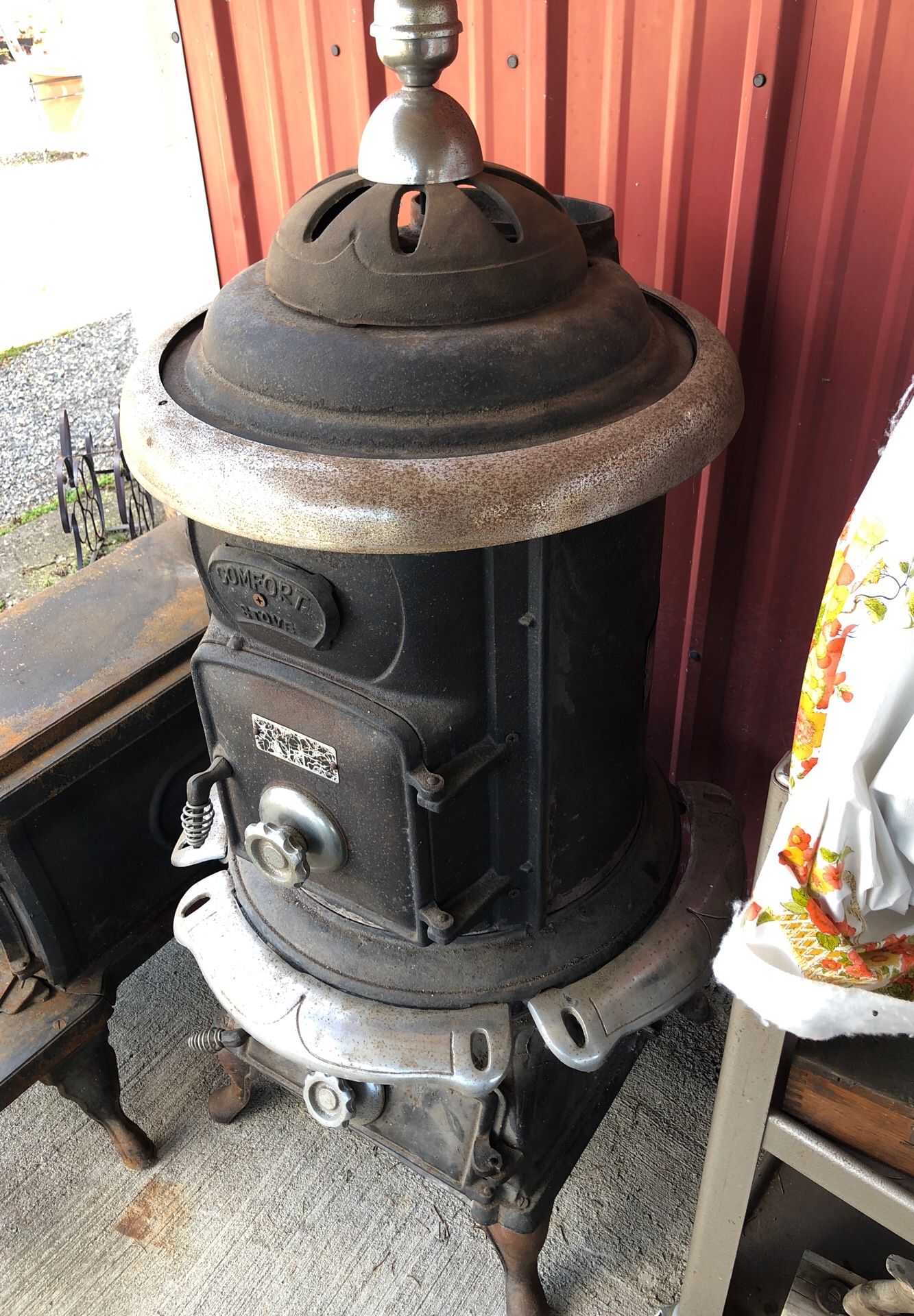 Vintage Pot Belly wood stove Comfort brand chrome accents. 54” H x 24” D  inc chrome. for Sale in Olympia, WA - OfferUp