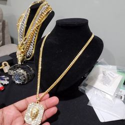 6mm Cuban Link chain And pendant Gold plated 