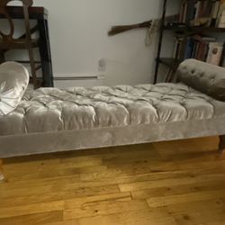 Silver Velvet upholstered Bench/Settee
