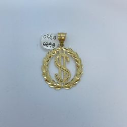 Gold Money Sign Pendant 
