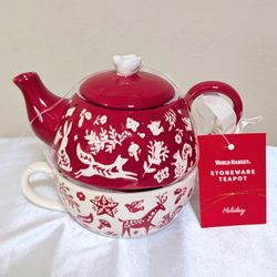 New World Market Ceramic Scandi Teapot and Mug Set
