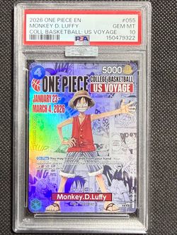 2026 ONE PIECE PROMOS COLLEGE BASKETBALL : US VOYAGE MONKEY D. LUFFY PSA 10