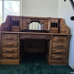 Large Vintage Roll Top Desk