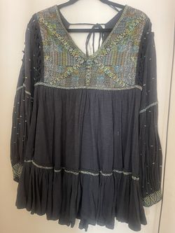 New! Free People Washed Black Tunic Dress. (Multi)