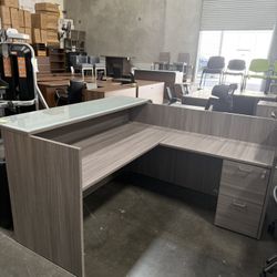 Like New Grey L Shape Reception Desk 