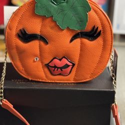 BETSEY JOHNSON Halloween Pumpkin Kitsch Orange Crossbody Purse