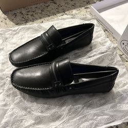 Steve Madden Black Slip On Leather Loafers Size 10.5 Medium Style Gander