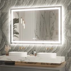 60" wx 40"Tempered Glass LED Bathroom Mirror with Front and Backlight ONE YEAR WARRANTY