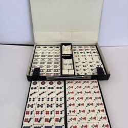 Vintage Chinese Numbered Mahjong Set Tiles Mah-Jong 148 Set Portable Chinese Toy