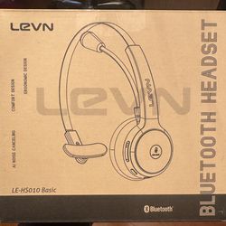 LEVN Bluetooth Headset, Wireless Headset with Microphone & Mute Button, 60Hrs Talk Time