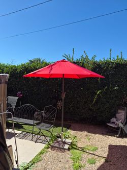 7.5" ft market umbrella patio color: Red base not included