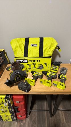 RYOBI ONE+ 18V Cordless 4-Tool Combo Kit with 1.5 Ah Battery, 4.0 Ah Battery, and Charger