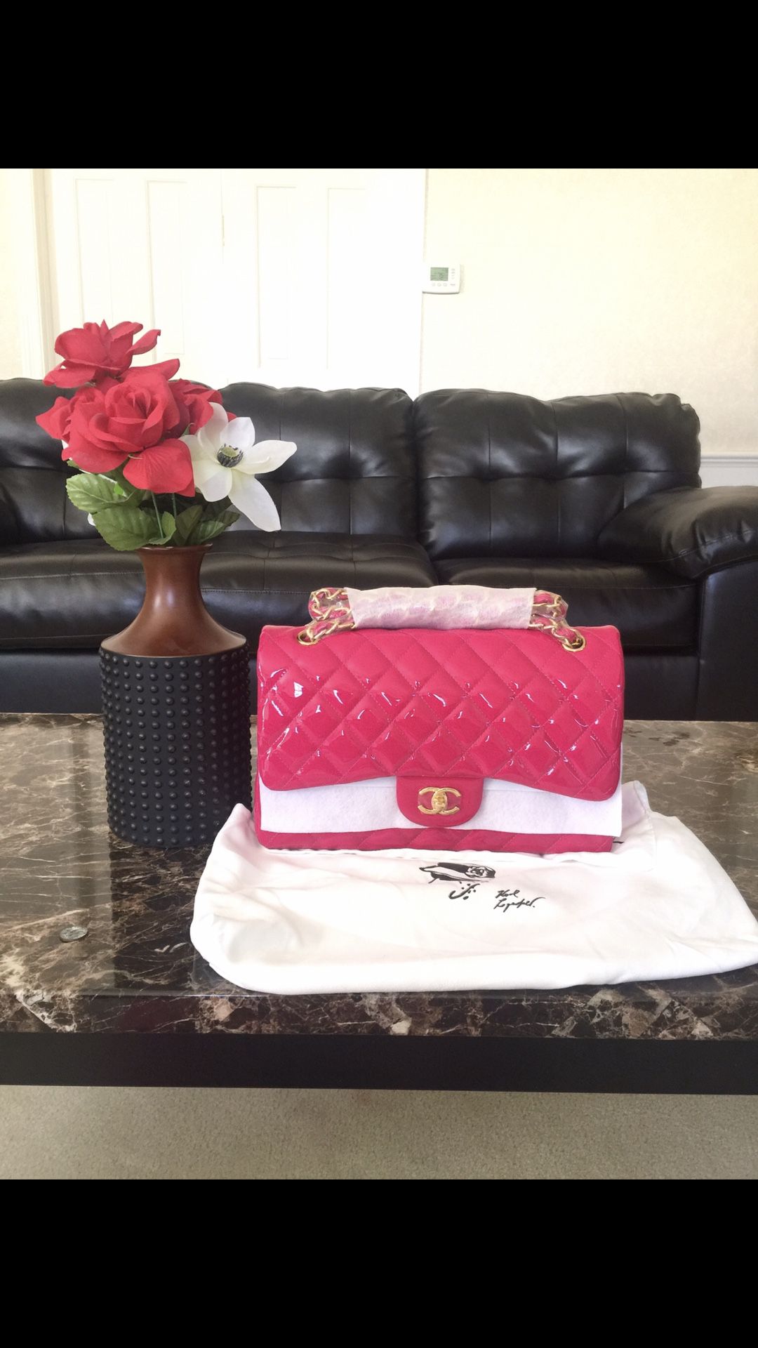 Pink patent Chanel bag