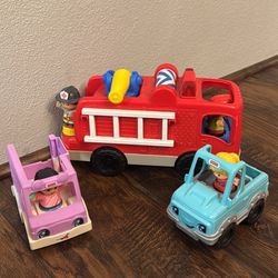 Little People Firetruck, Ice Cream Car, and Truck