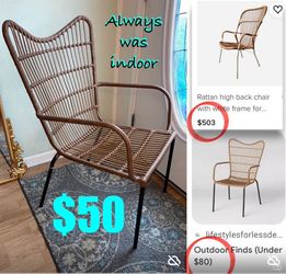 $50 Beautiful high back indoor/outdoor Chair in great condition Steel frame