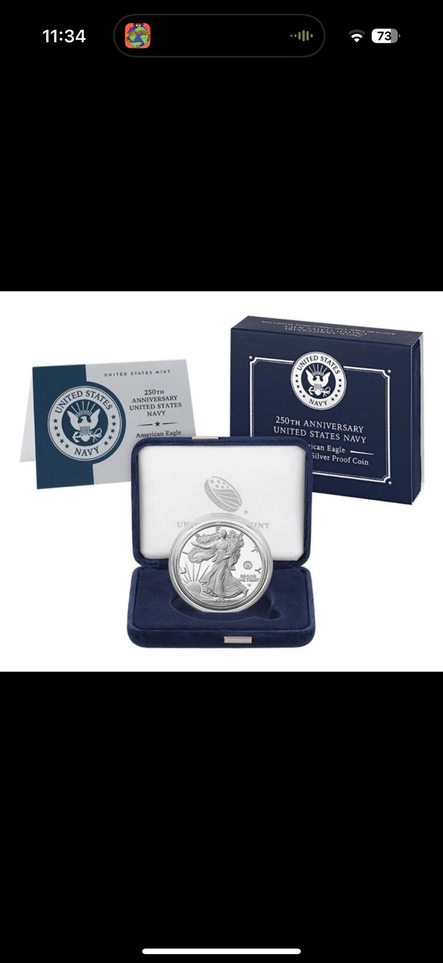 250th Anniversary US Navy American Eagle One Ounce Silver Proof Coin
