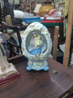 Porcelain Madonna and Child Figurine with Angels