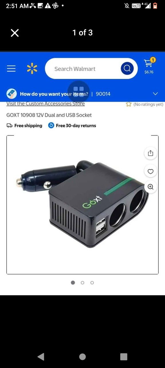 GOXT - DUAL 12V CIGARETTE ADAPTER PORTS & DUAL USB PORTS