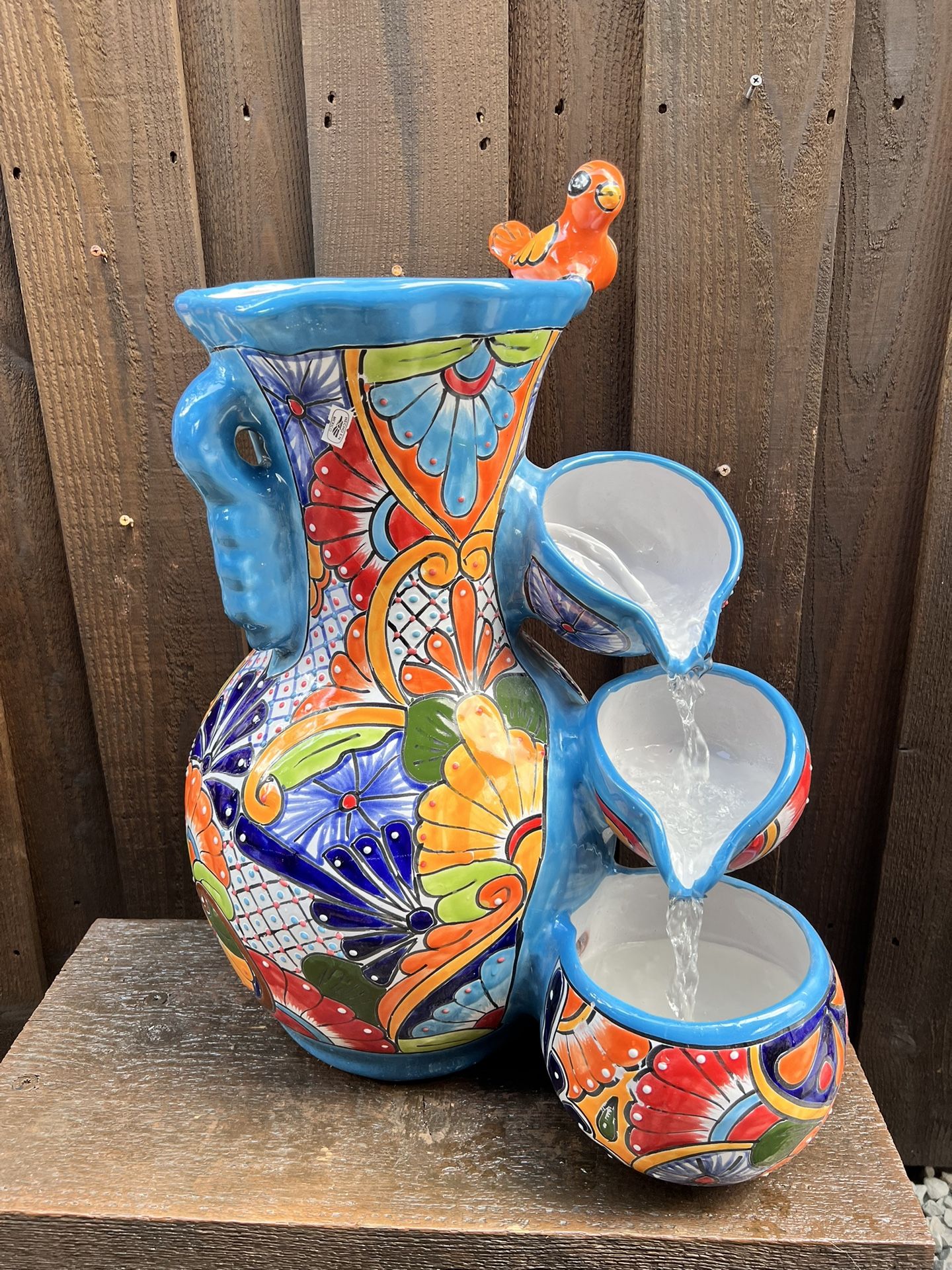 Mexican Talavera Water Fountain, Pottery, Clay Pot, Planter.
