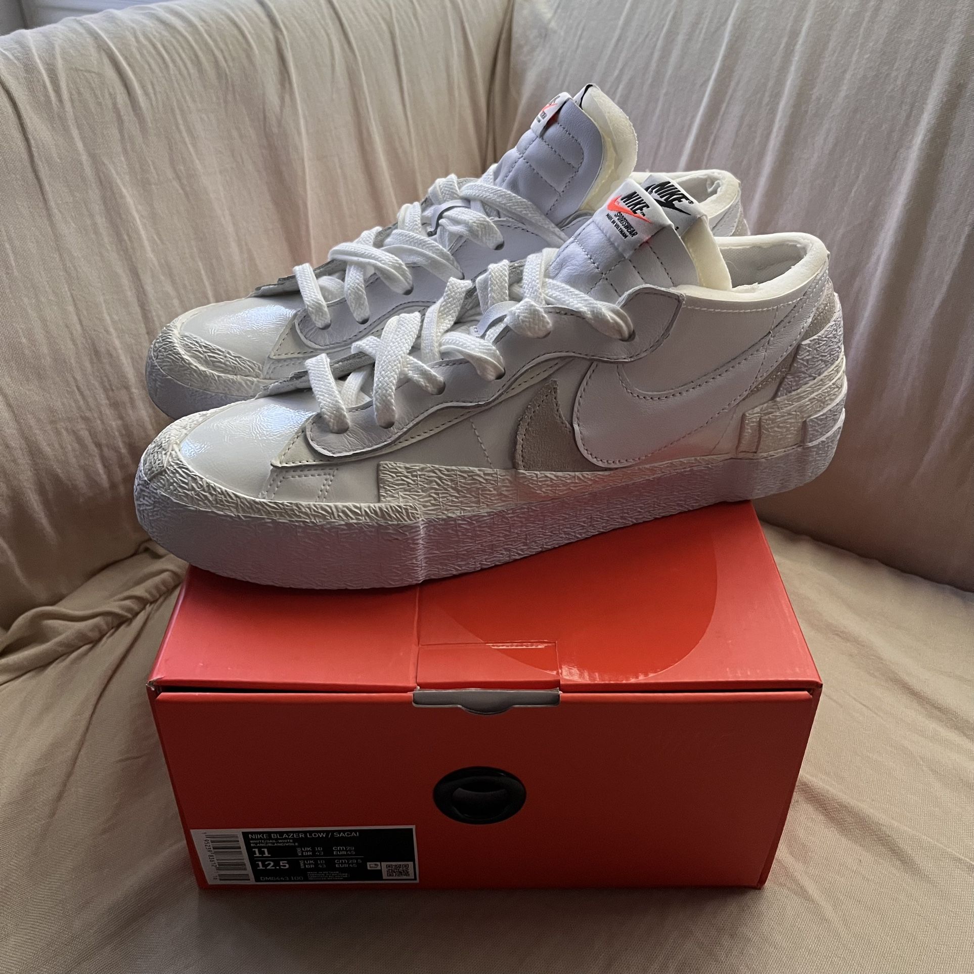 Sacai Nike Blazer Low White Grey Size 11
