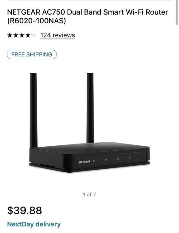 Netgear dual band wi-fi router (2.5 & 5 GHz) Save $18