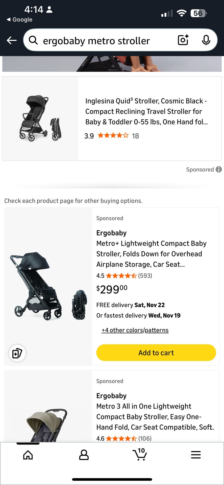 Ergobaby Metro Compact Baby Stroller