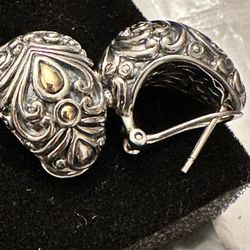 Aretes Earing Silver With Gold 