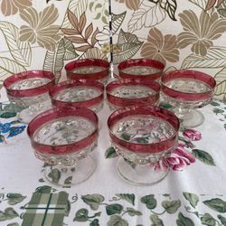 Set Of Eight Ruby Flash Dessert Cups