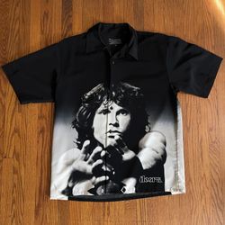 Vintage 2001 dragon fly the doors polyester button up shirt