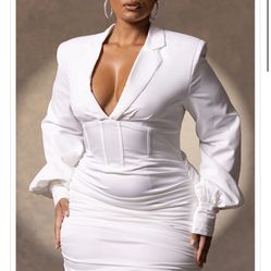 White blazer shop dress plt