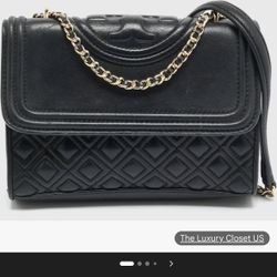 Authentic Tory Burch Black Leather Chain Bag - Excellent Condition!