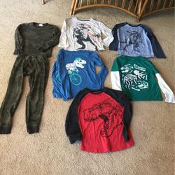 Boys Dinosaur Size  8-10 Long Sleeve Shirts And Camo Outfit