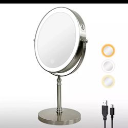 8" LED Makeup Mirror with Lighted 10X Magnifying Dual Sided Dimmer Vanity Mirror