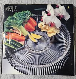 Mikasa Diamond Fire Divided Relish 14" Glass Serving Dish
