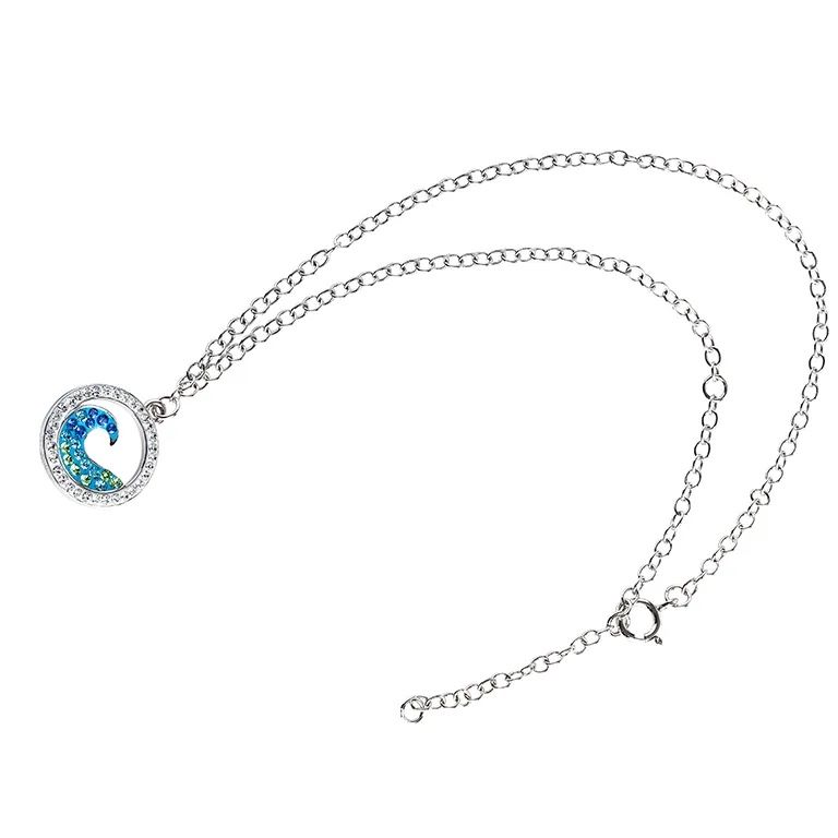 New Ocean Sterling Silver Wave Anklet with Blue crystals