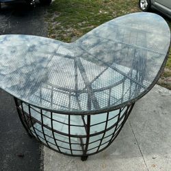 Outdoor Bar Glass Top With Shelves