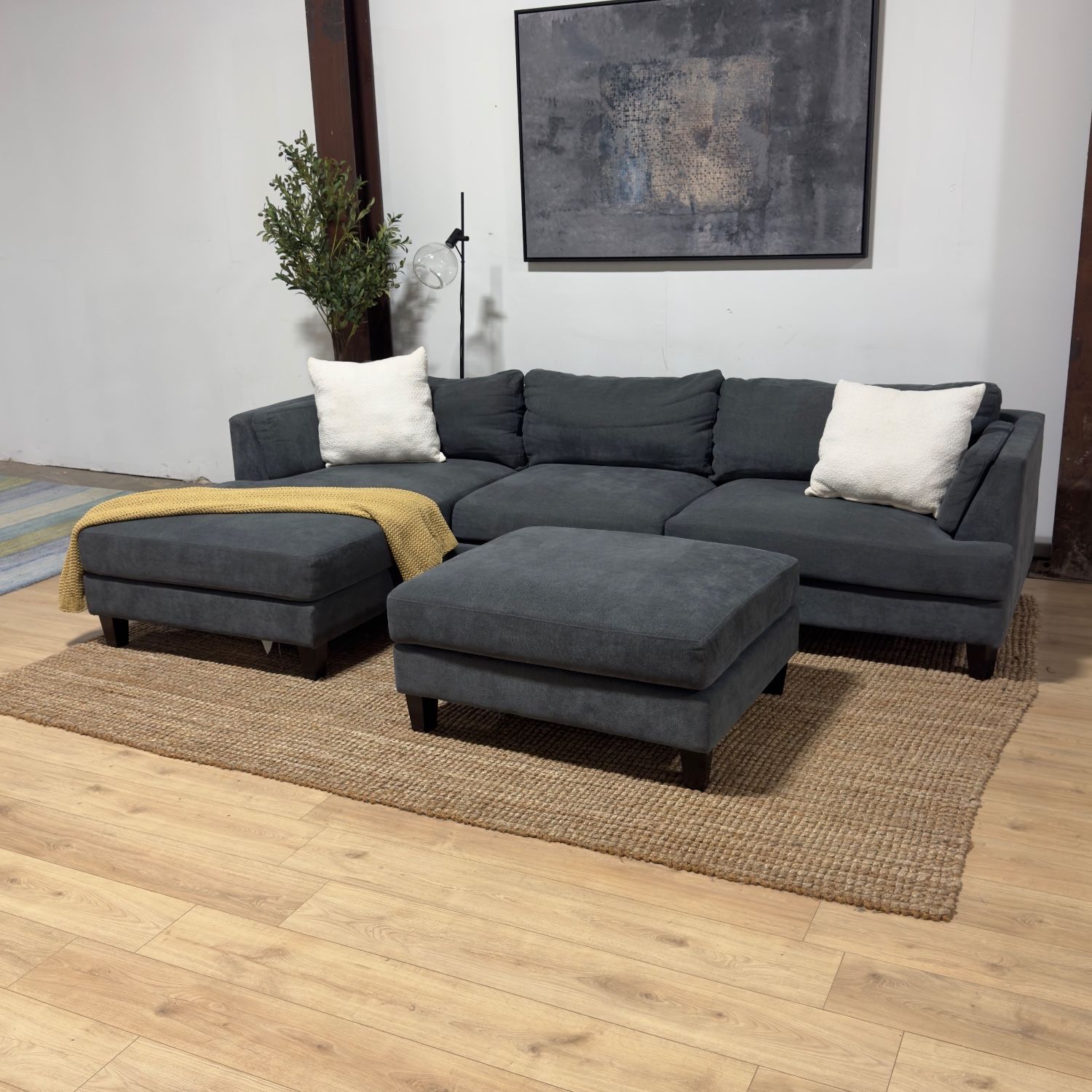 Gray 2-Piece Sectional and Ottoman 🚛 Delivery Available