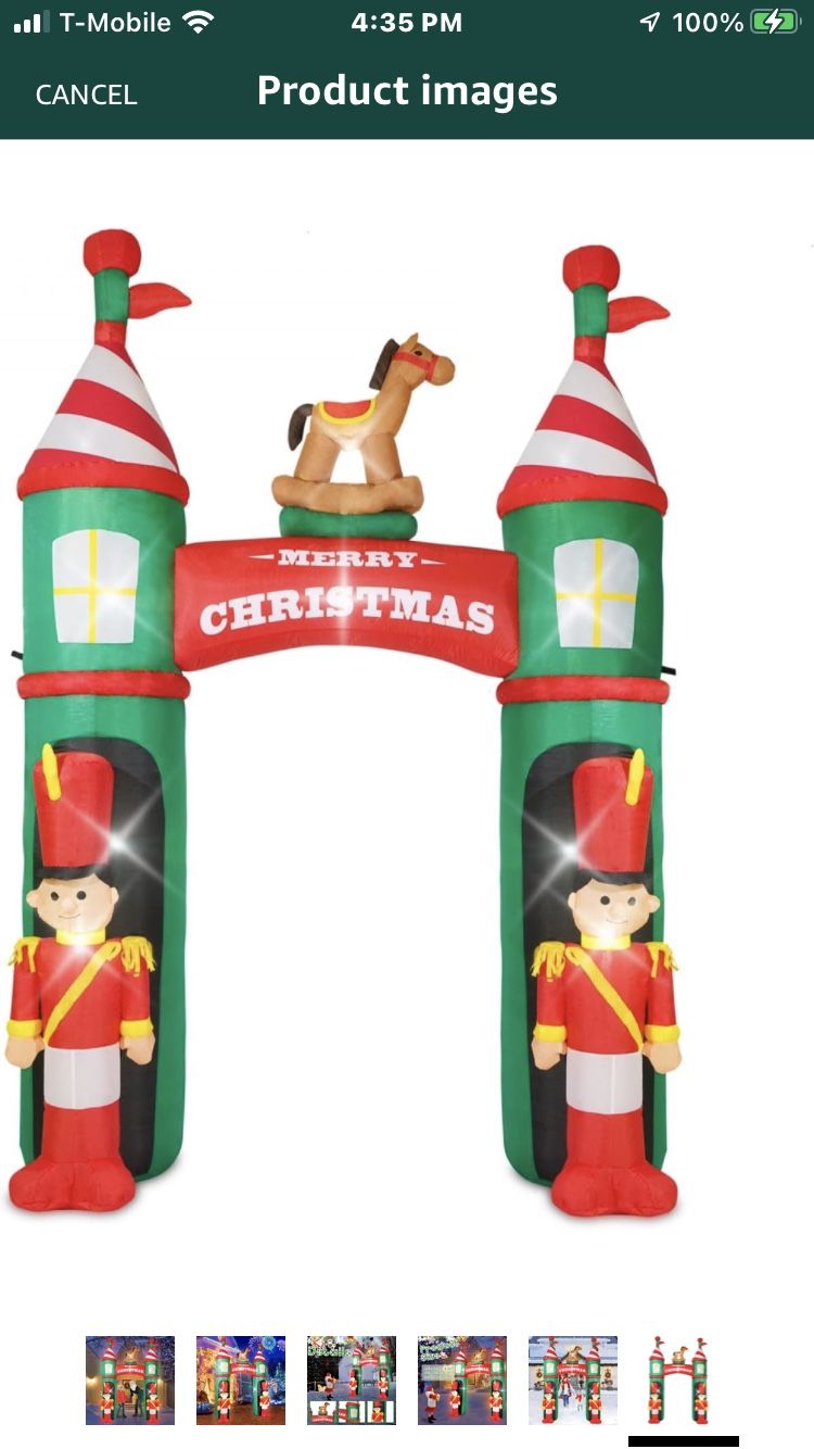 JETEHO 9FT Christmas Inflatable Archway Outdoor Decorations with Built-in LED Lights Christmas Blow Up Yard Decorations with Inflatable Nutcracker Sol