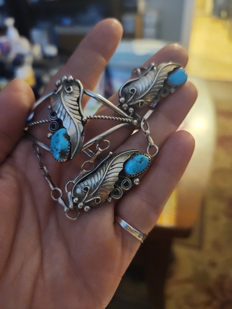 Slave Bracelet Sterling Silver Turquoise Cuff Bracelet
