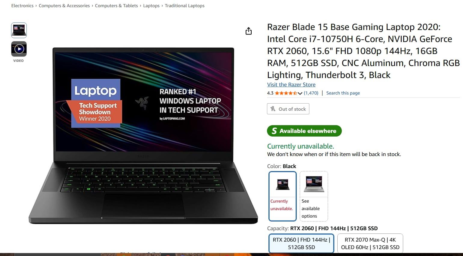 Razer Blade 15 Base Gaming Laptop 2020
