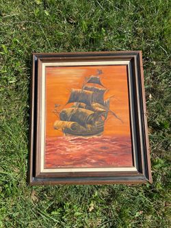 Spanish Galleon Painting Signed. L. Stowe