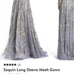 Sequin Long Sleeve Mesh Gown MAC DUGGAL